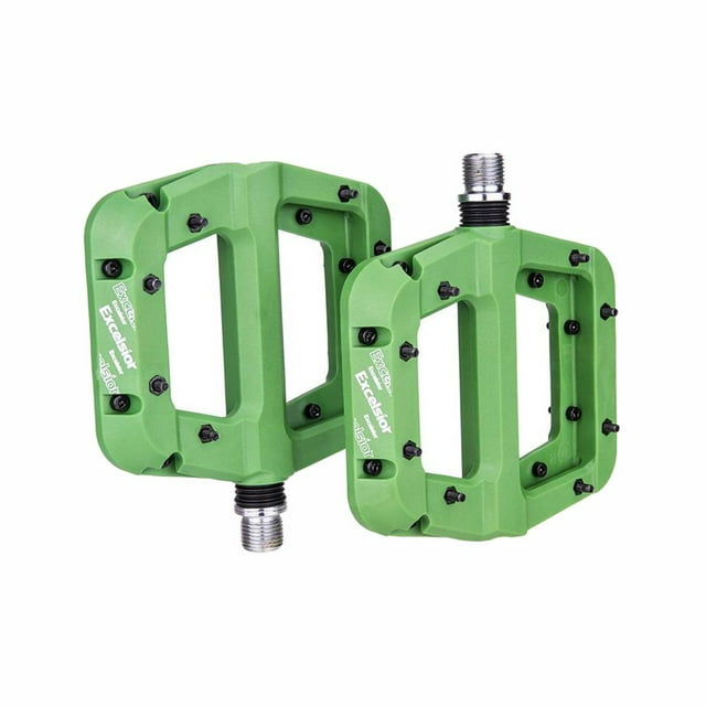 Almencla Mountain Bike Pedal Nylon Fiber Non- 9/16 Inch Solid Platform Flat Pedals Bike Green