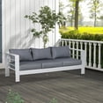 thumbnail image 3 of Demi Bonn Outdoor Loveseat Sofa Aluminum Patio Furniture with Wide Armrests, All-Weather Metal Outdoor Couch with Cushions, Gray, 3 of 11