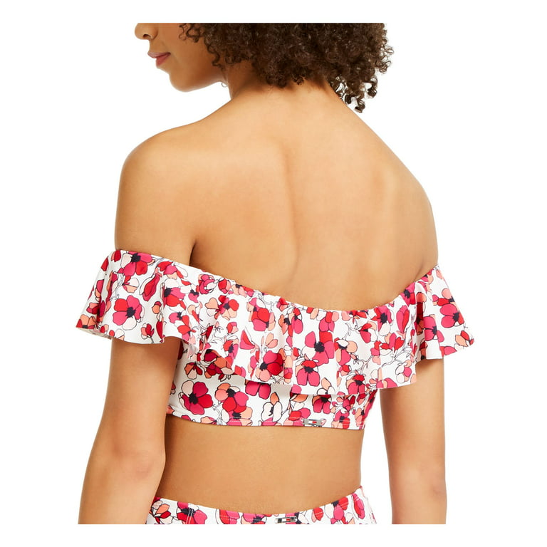 TOMMY HILFIGER Printed Stretch Ruffled Protection Off The Swimsuit Top S - Walmart.com