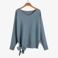 thumbnail image 2 of BXINGOHAI Sweaters for Women Solid V-Neck Sweater With Loose Drawstring Pullover Casual Knitted Sweater 2024 New Product Blue,Free Size, 2 of 6