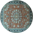 thumbnail image 1 of Ahgly Company Indoor Round Medallion Light Blue Traditional Area Rugs, 4' Round, 1 of 4