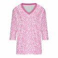 thumbnail image 4 of 3/4 Manga Superior, Moda Casual Impresión V-Cuello Blusa Hecha de Cómodo Estante de Imitación para Toda la Temporada de Uso Diario, Tops de Moda de Mujer, 4 of 6