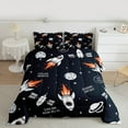 thumbnail image 3 of jejeloiu Cartoon Rocket Bedding Comforter Set,Galaxy Universe Twin Comforter Sets,White Black Bedding Set For Boys,Luxury Bedroom Decor Reversible,2 Pieces, 3 of 8