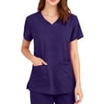 thumbnail image 5 of Hearthz Scrubs for Women V Neck Short Sleeve Nurses Working Uniforms with Pocket Dark Purple Scrub Shirts for Women, 5 of 5