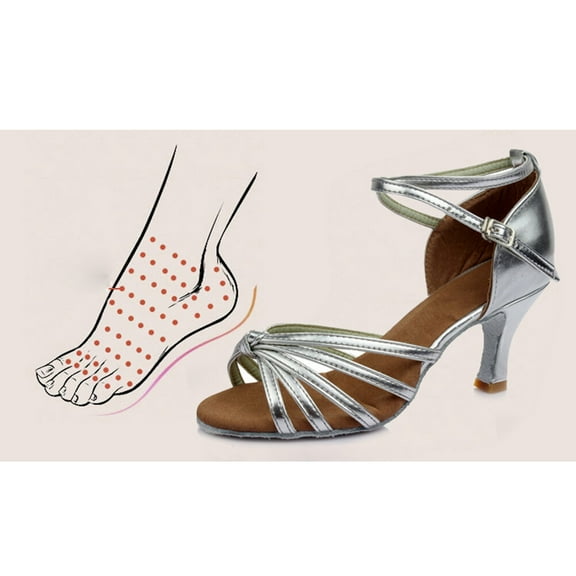 Mobutofu Dance Heels For Women 1 Pair High-heeled Shoes Silver Knotted Strap Classic Design