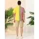 thumbnail image 5 of Lars Amadeus Camisa hawaiana de manga corta con botones y patchwork a rayas de verano para hombre amarillo arcoiris XL, 5 of 6