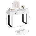 thumbnail image 3 of EDTara Small Vanity Desk With Round Led Mirror, 40" White Makeup Table Featuring 3 Color Lights and Adjustable Brightness, 2-Drawer Design, 3 of 8