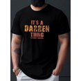 thumbnail image 1 of [Distressed Print Graphic Tee] Distressed Orange & Red Print Graphic Tee - Men's "It's a Darren Thing" Casual Polyester Short Sleeve T-Shirt - Machine Washable Summer Wear, 1 of 6