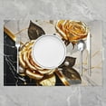 thumbnail image 2 of Manfei Chic Rose Flower Placemats Set of 4, Aesthetic Black Gold Marble Table Mats for Dining Table Set of 4, Wild Butterfly Table Place Mats for in Door Dining, Luxurious Dining Room Decorative, 2 of 4