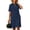 Navy, variant on Guieoi Summer Dresses for Women V-Neck Short-Sleeve Cotton-Linen Casual Straight-Cut Solid-Color Dress with Pockets White S