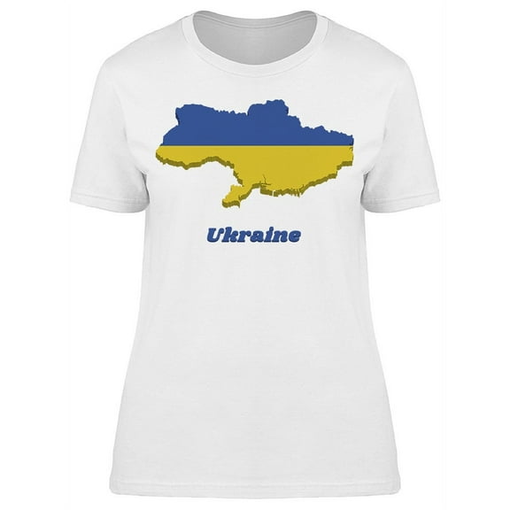 Map Outline And Flag Ukraine T-Shirt Women -Image by Shutterstock, Female Small