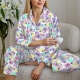 thumbnail image 5 of KLL Butterflies on Polka Dots Print Women's Long Sleeve Pajamas with Pants Sleepwear Loungewear 2 Set-XX-Large, 5 of 7