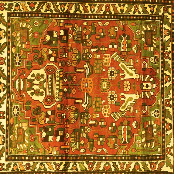 Ahgly Company Indoor Square Persian Yellow Traditional Area Rugs, 3' Square