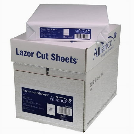 Perforated Paper 3 2/3" & 7 1/3" From Bottom Alliance Laser Cut Sheet 8.5 x 11 inch, 20 lb, 92 Bright - Made In The USA 2,500 Sheets | Case