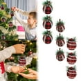 thumbnail image 4 of 3PCS Christmas Plaid Ball Ornaments Burlap Foam 3.93'' Black & Red Buffalo Plaid Fabric Ball Ornaments with Pine Cones and Greenery, Plaid Christmas Tree Hanging Ball Ornaments Festive Decoration, 4 of 9