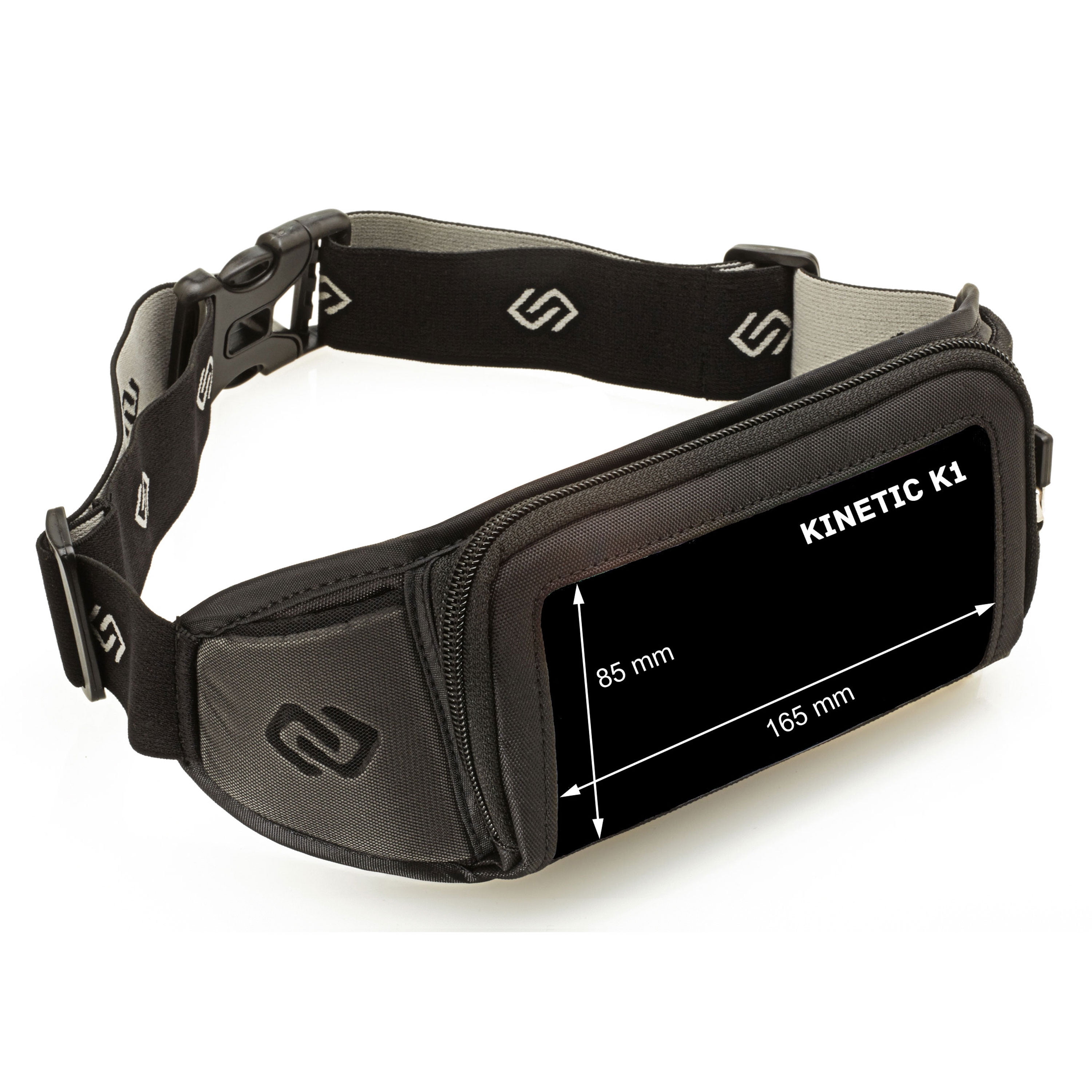 Sporteer Kinetic K1 No-Bounce Running Belt – Universal Workout Waist Pack for Large Cell Phones (iPhone 17/16/15 Pro Max, Galaxy S25 Ultra, Pixel) – Sweat-Proof Running Pouch with Touch Screen Access