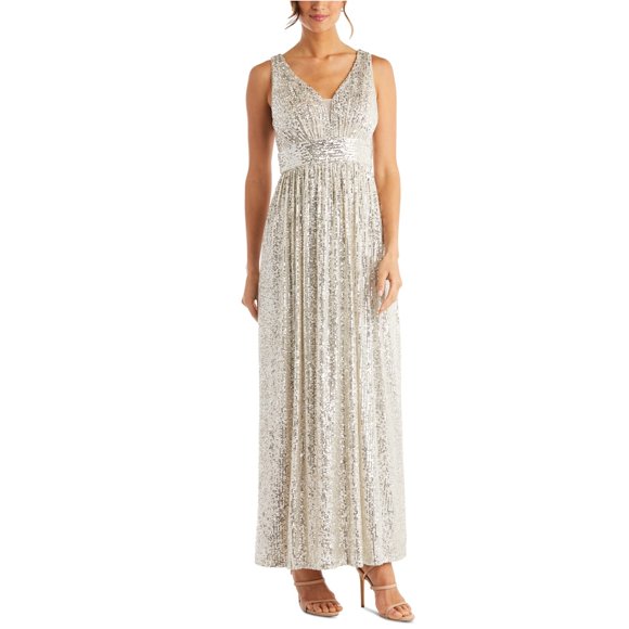 Nightway Womens Sequin Gown Dress ltbeige 4