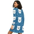 thumbnail image 2 of FORMRS Womens Long Sleeve Nightgowns Crew Neck Sleep Shirt Soft Pajamas Sizes S-3XL, Blue Polar Bear, 2 of 8