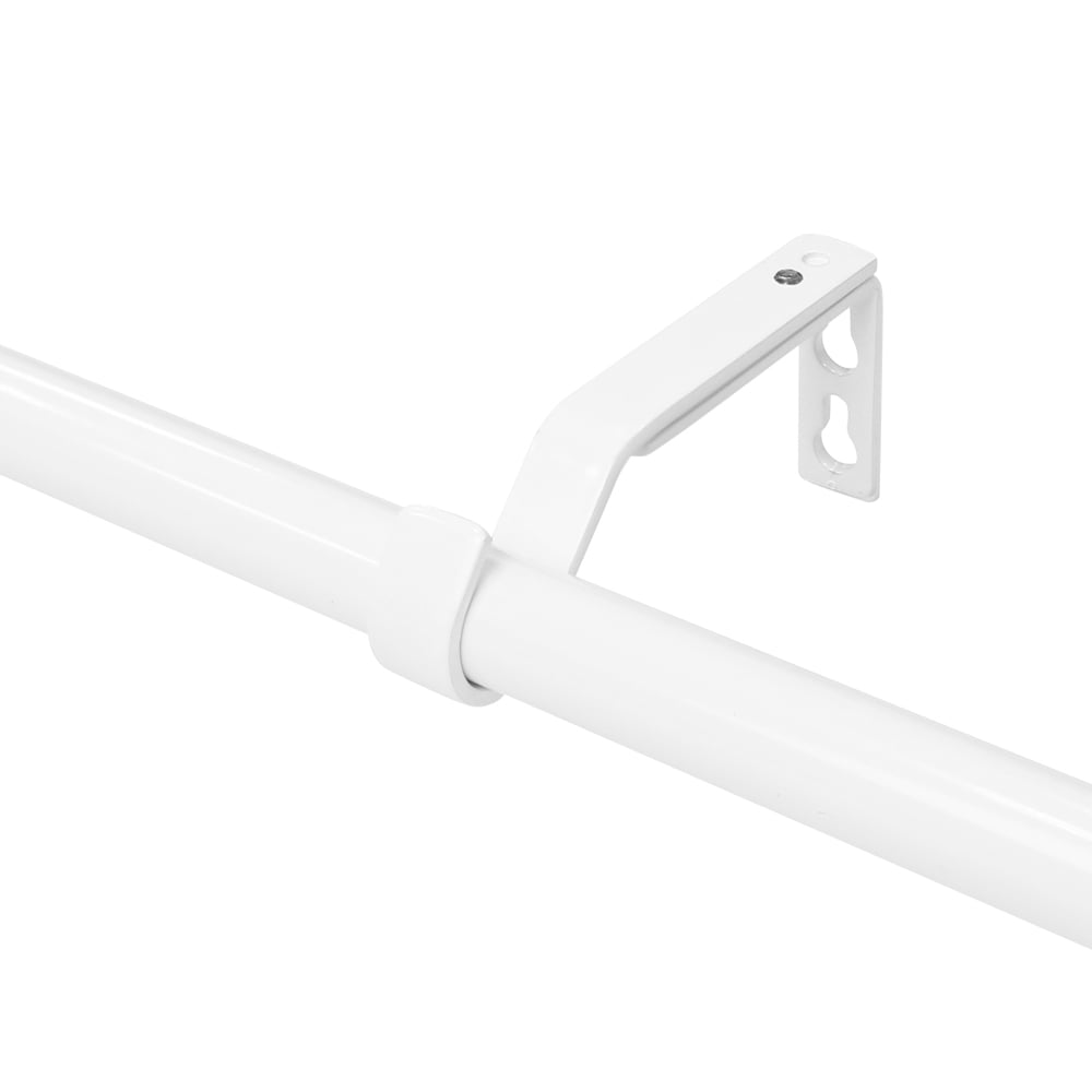 Lumi 3/4" Acrylic Ball Single Curtain Rod Set, White, 36"-66"