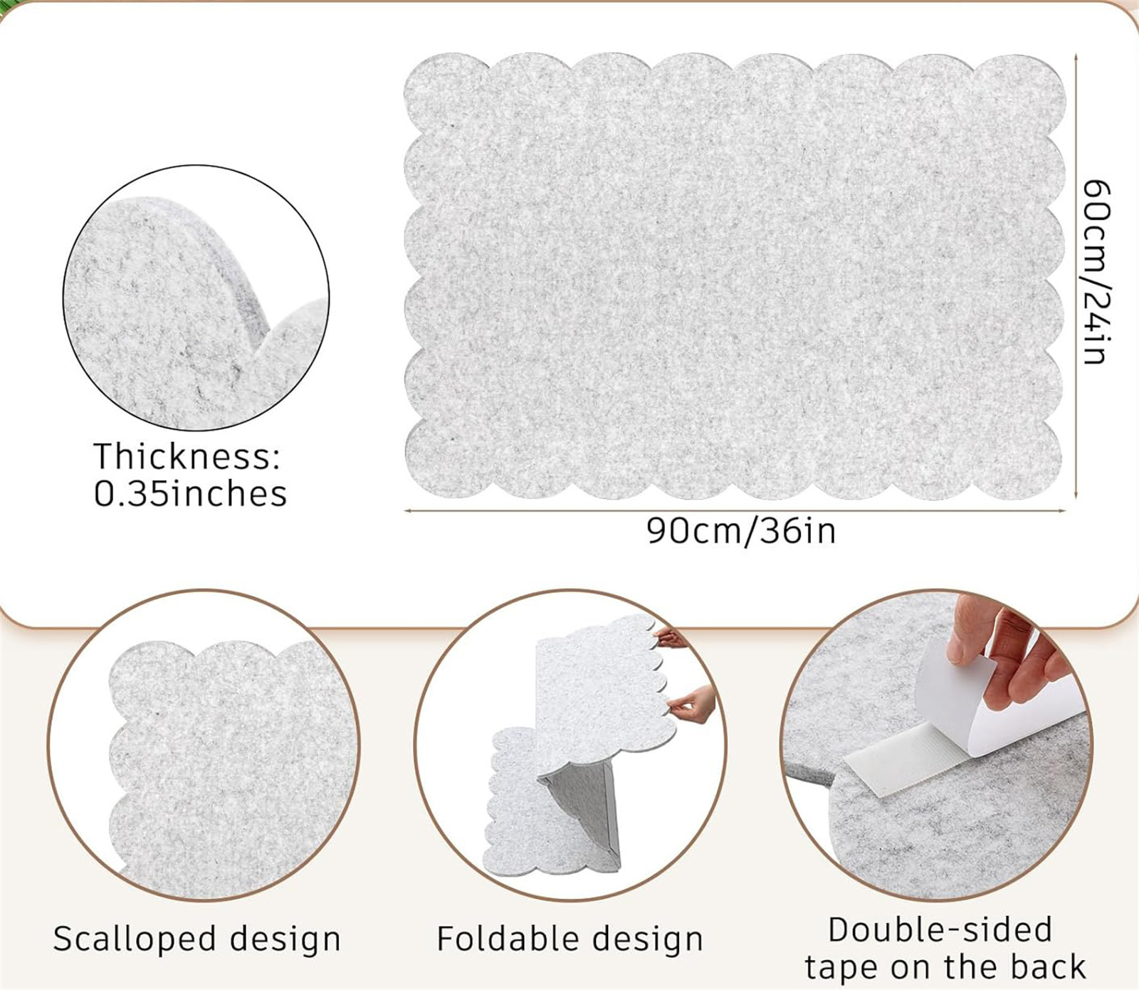 Cork Boards Bulletin Board,Bexiou 24'' X 36'' Foldable Felt Cork Board for Walls,Decorative Pin Board for Wall,Photo Display Board for Office Home School