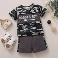 thumbnail image 3 of 4T Baby Boys Clothes 5T Toddler Boys Summer 2PCS Outfits Letter Print Short Sleeve Camouflage Tops Gray Shorts Set, 3 of 8