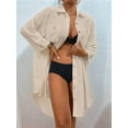 thumbnail image 4 of Women Modern Swimsuit Cover Up Blouse Button Down Shirt Dresses Tops  L, 4 of 5