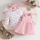 thumbnail image 5 of Conjunto de falda y falda con estampado de otoño e invierno para niña, con mangas voladoras, cuello redondo, manga larga y diadema, de poliéster, 5 of 9