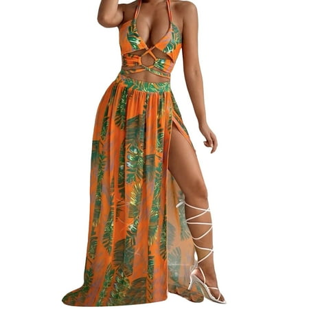 Clearance! Yajing Cute Bikinis M Red Women 1 Piece Swimwear+1 Piece Cover Up Two Piece Vintage Print Swimsuit Monokini Bikini 2 Piece Swimsuits Two Piece Tankini Set