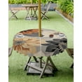 thumbnail image 4 of Fsddascl Burnt Orange Grey Black Flower Outdoor Tablecloth - 54 Inch Round Dining Table Cover, Spring Floral Botanical Waterproof Outdoor Table Cloth with Umbrella Hole & Zipper for Picnic/Patio, 4 of 7