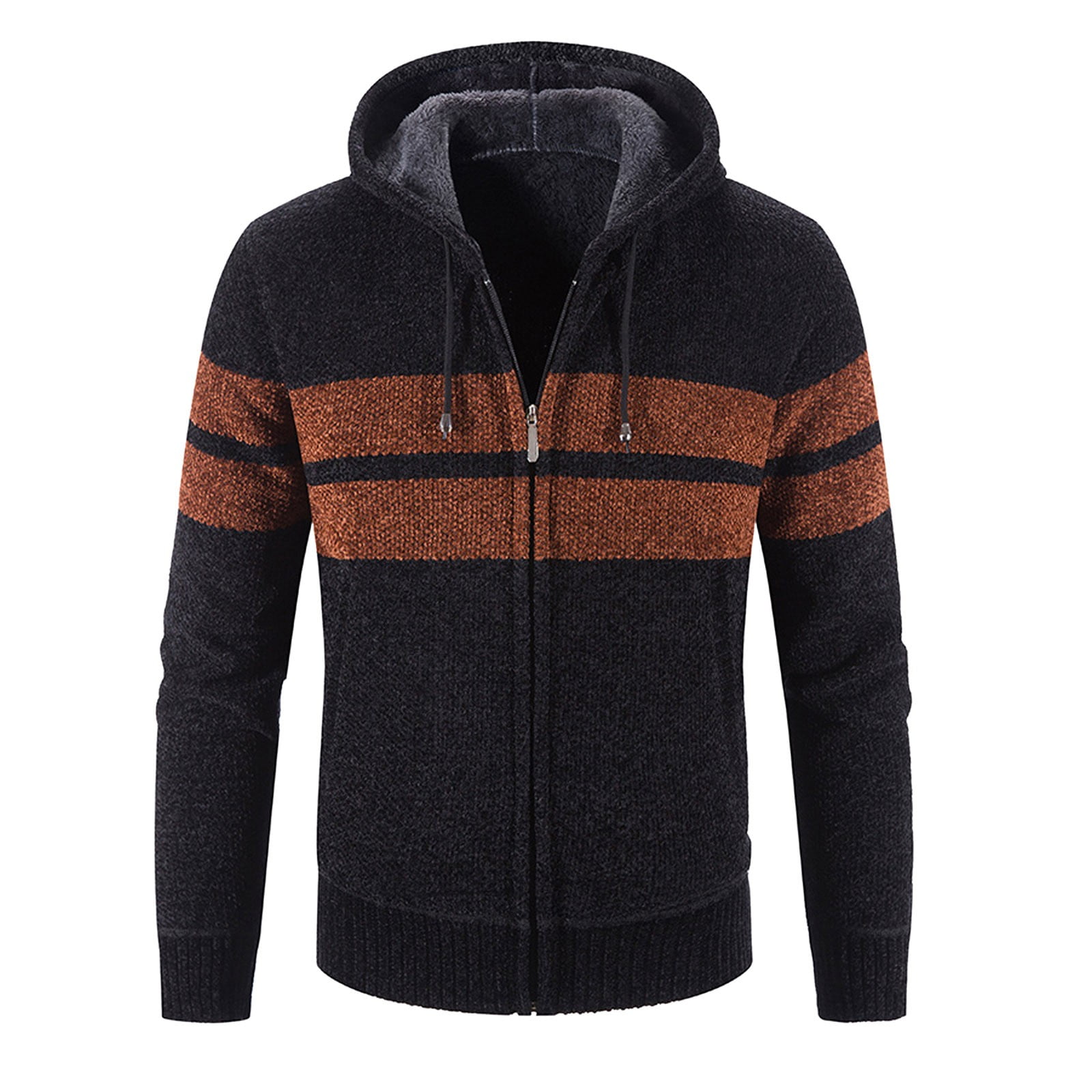 Men S Winter Long Sleeved Plus Velvet Hooded Sweater Cardigan