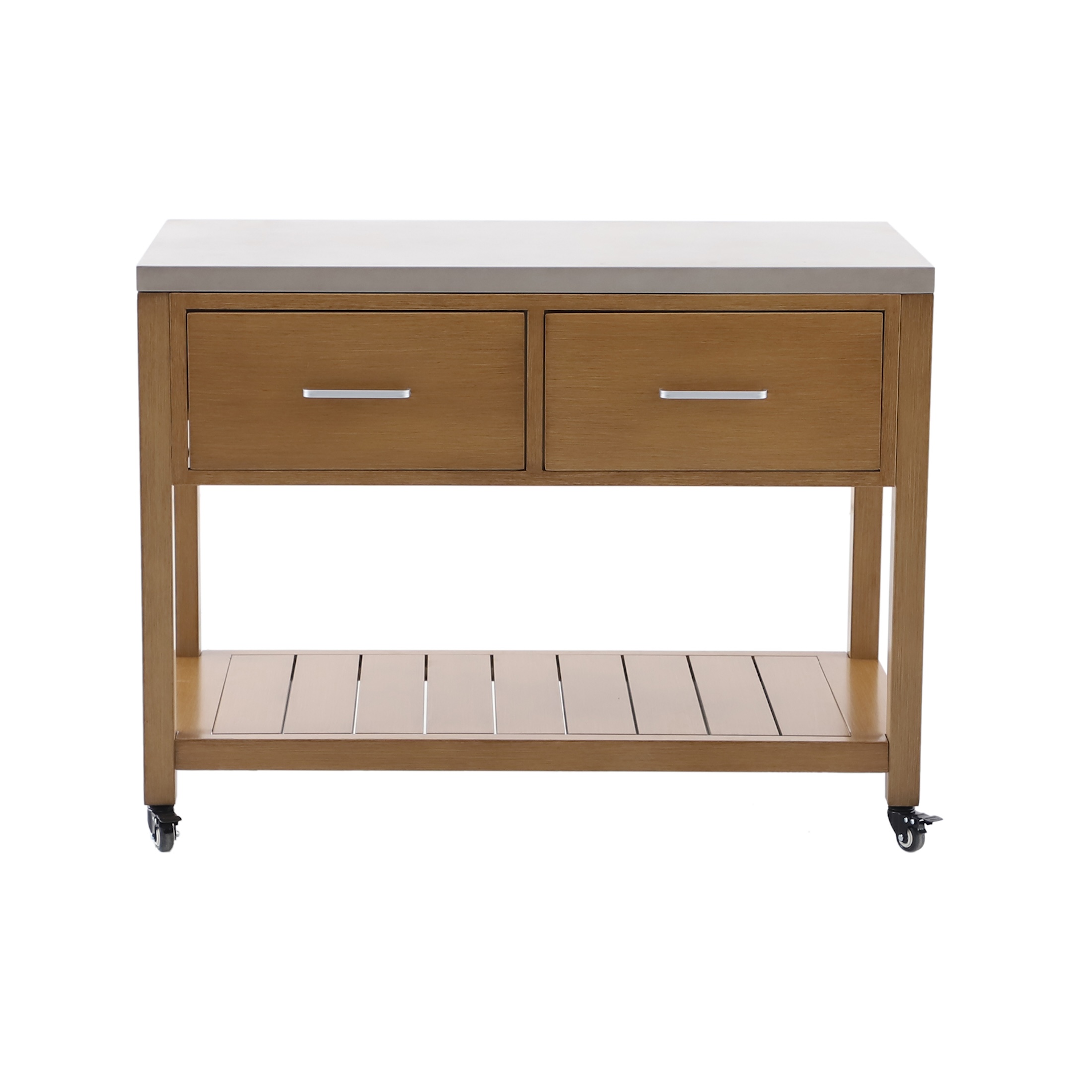 Better Homes & Gardens Tarren Outdoor Island Steel Serving Cart with Drawers, Teak