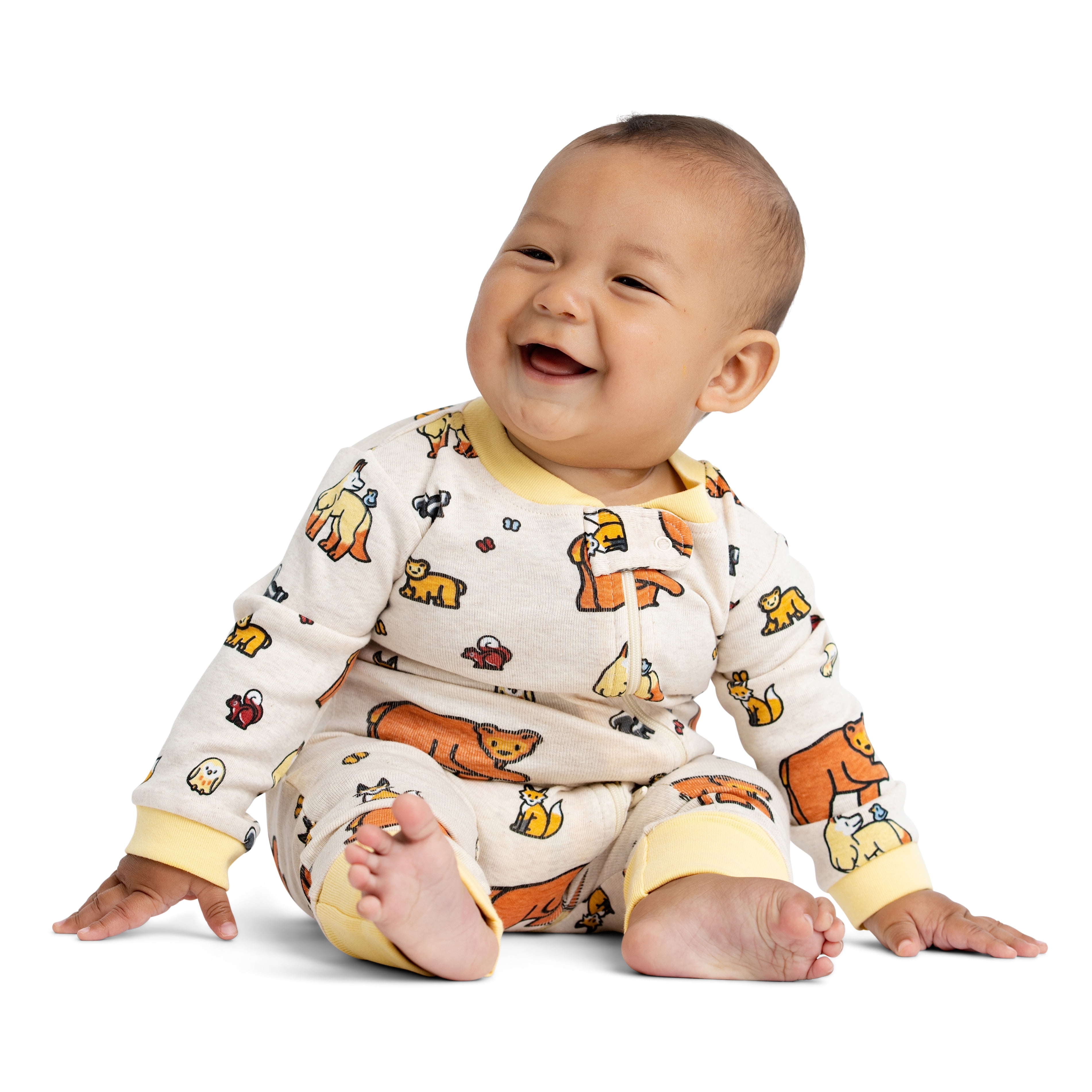 M+A by Monica + Andy Organic Cotton Gender Neutral Long Sleeve Baby One-Piece Pajama, Sizes Newborn - 24 Months
