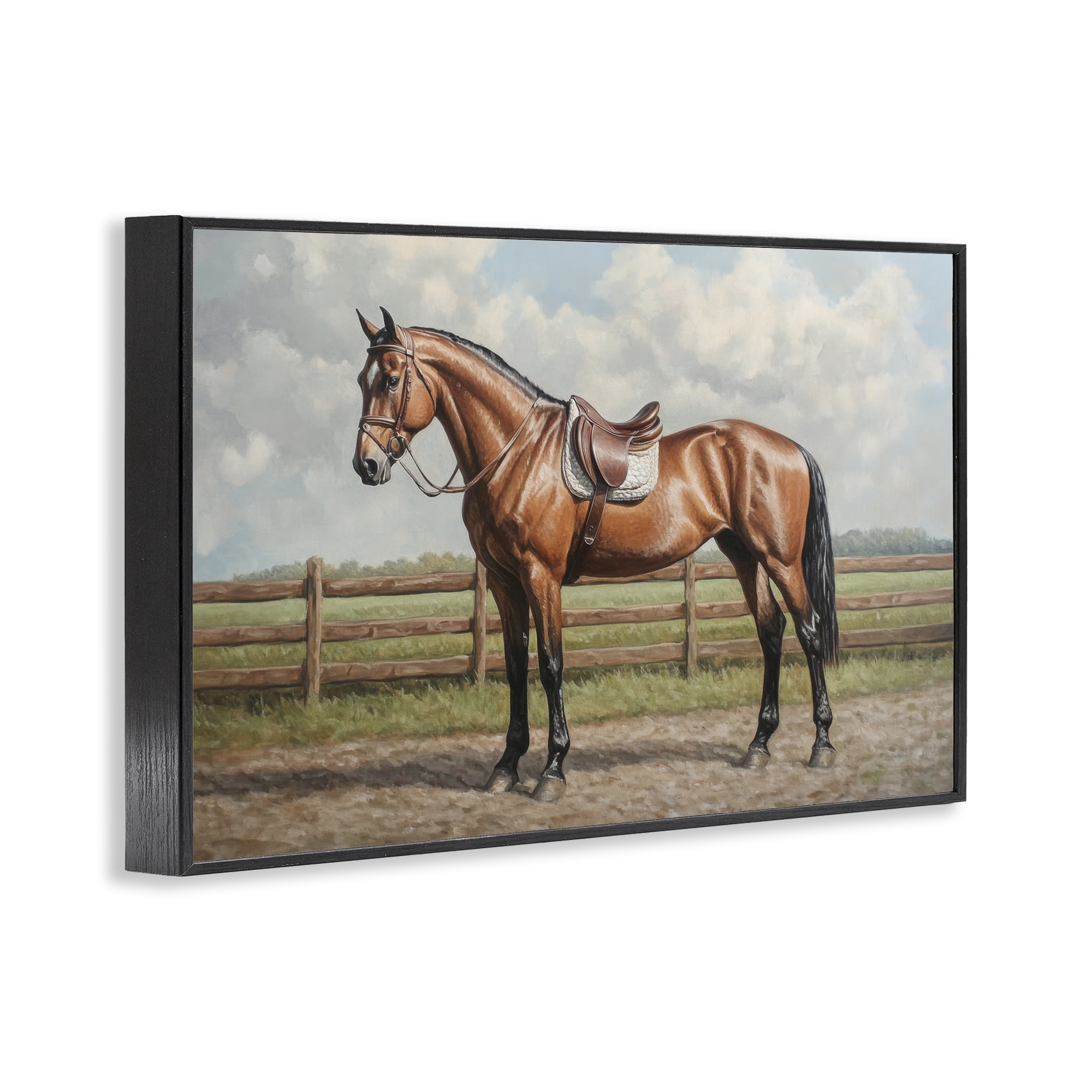 Stupell Industries Sunshine Pony on Farm Path Black Framed Giclee Art, design by Petal Prints Design
