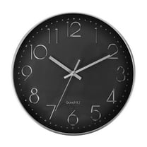 Uxcell 12" Wall Clock Battery Operated Silent Non Ticking Round Clock, Black Silver