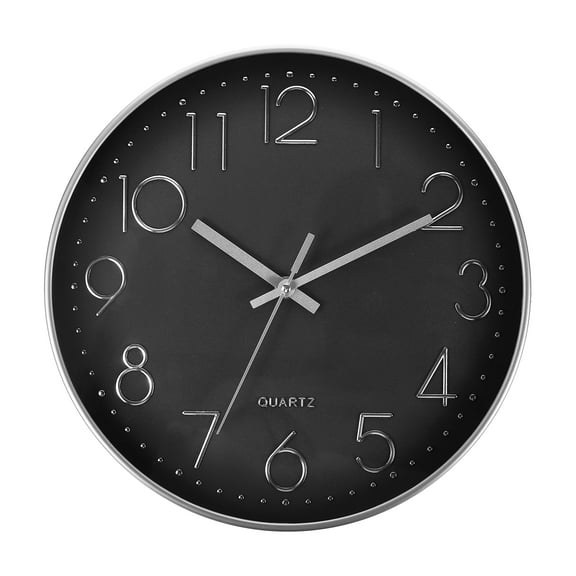 Uxcell 12" Wall Clock Battery Operated Silent Non Ticking Round Clock, Black Silver