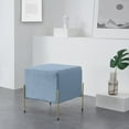thumbnail image 2 of Home Sweet Home Bryant Modern Contemporary Square Upholstered Velvet Vanity Ottoman with Gold Metal Legs - 15" L x 15" W x 16" H - (Dusty Blue), 2 of 2