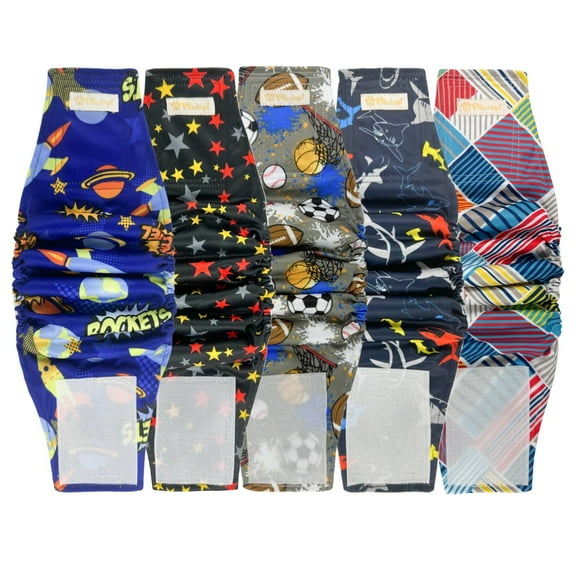BLIWINPT Dog Belly Bands for Male Dogs Premium Washable Doggy Diapers Washable Dogs Belly Bands with Cute Patterns 5packs (S, 9” - 11” Waist)
