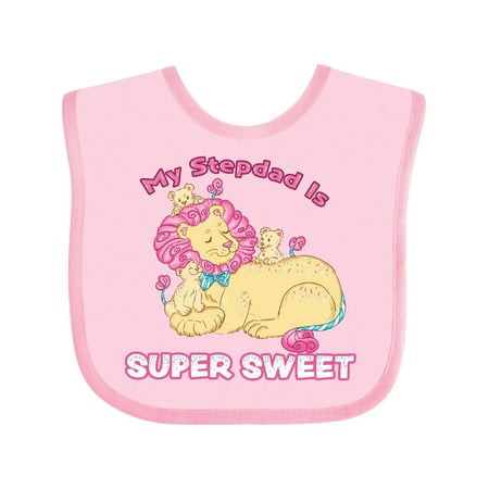

Inktastic My Stepdad Is Super Sweet Cotton Candy Lions with Pink Mane Gift Baby Boy or Baby Girl Bib