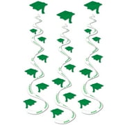Printed Grad Cap Whirls 30" Green - 6 Pack (3 Per Package)