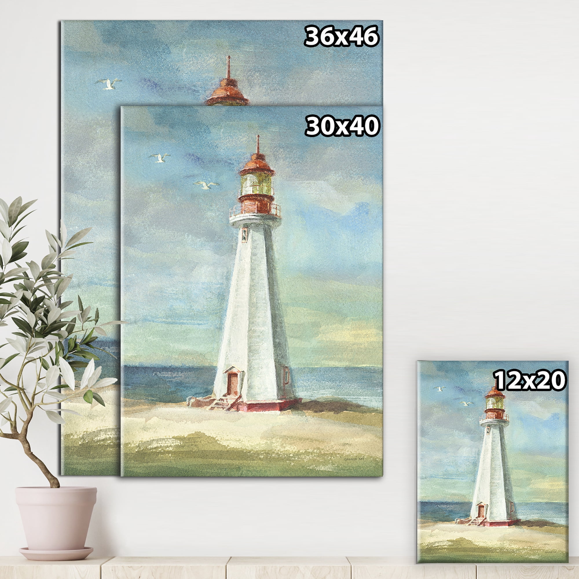 Designart 'Nautical Lighthouse III' Nautical & Beach Canvas Art