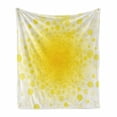 thumbnail image 1 of Yellow Soft Flannel Fleece Throw Blanket, Abstract Small Circular Dots Patterns and Forms Centered Sun with Spotted Design Art, Cozy Plush for Indoor and Outdoor Use, 60" x 80", Yellow, by Ambesonne, 1 of 5