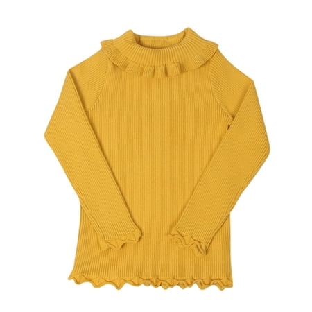 

VALSEEL Toddler Kids Baby Knit Ruffles Turtleneck Sweater Soft Solid Sweater Crochet