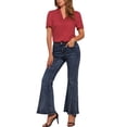 thumbnail image 2 of INSPIRAR CHIC Blusas de Cuello en V para Mujeres Elegante Casual Estampado de Cereza con Solapa Notch Verano Manga Corta XL Rojo, 2 of 6