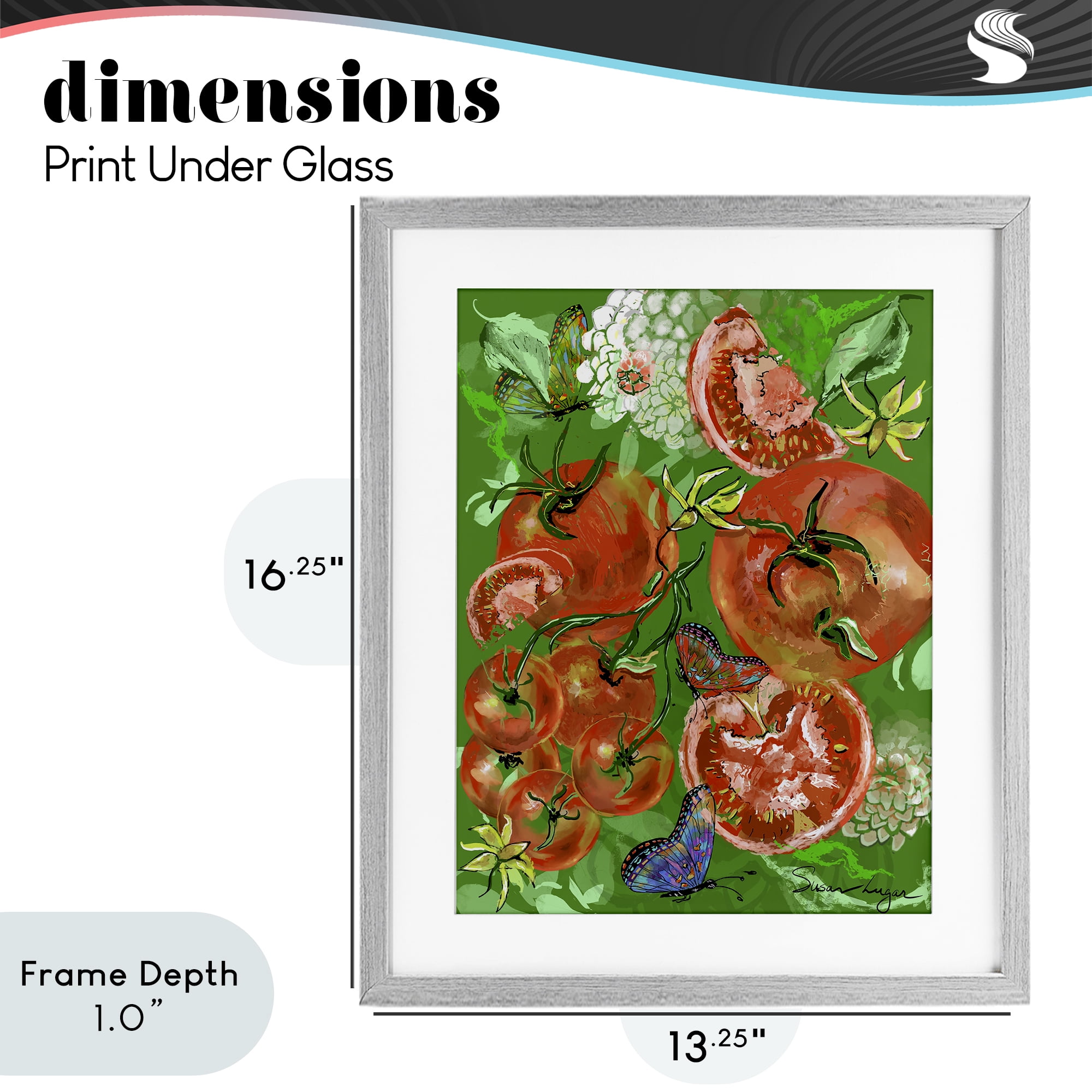 Stupell Industries Tomatoes Swirl Collage Gray Framed Print Under Glass, design by Susan Lugar