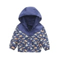 thumbnail image 2 of Chaqueta cortavientos con capucha y estampado de dinosaurio arcoíris a la moda para niños pequeños y niñas, 2 of 8
