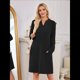 thumbnail image 5 of Vestido Informal de Larga con Bolsillos y Cuello en V para Mujer, Holgado, para Otoño e Invierno Negro M, 5 of 9
