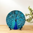 thumbnail image 6 of Cauagu Beautiful Blue Peacock Print Bone China Decorative Plate, Wall Mount Plate Holiday Decor Decorative Ceramic Plates with Stand Elegant Household Plates Decorative-6in, 6 of 6
