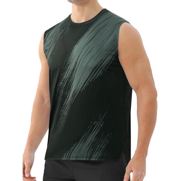 Men's Tank Tops Quick Dry Workout Swim Beach Shirts Athletic Sleeveless Shirts Stripe Black M15 L