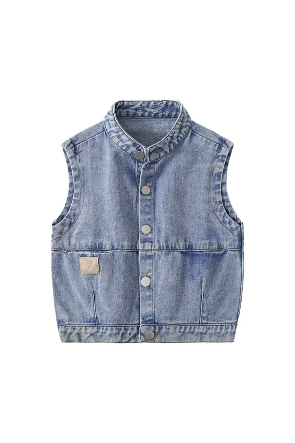Toddler Boys Girls Sleeveless Denim Jacket Jean Cardigan Sleeveless Vest Hoodies Kids Waistcoat Outerwear