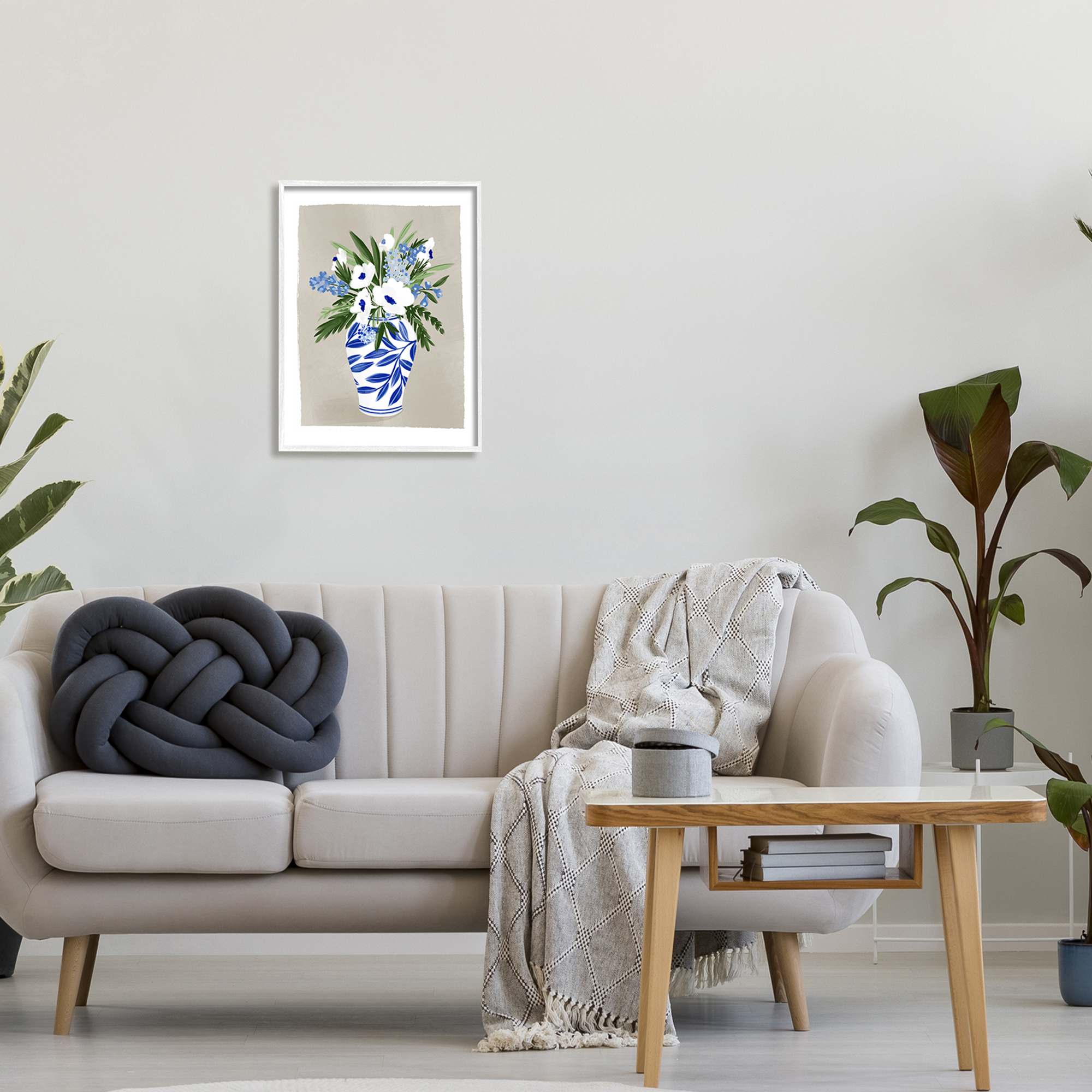 Stupell Industries White Poppies Flower Leaves Traditional Chinoiserie Pattern Vase,16 x 20, Design by Doodles.Ink.